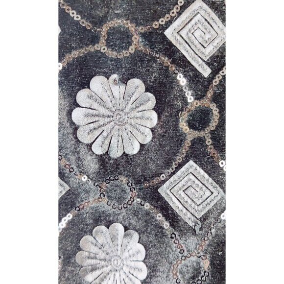 Girls Black Velvet Dress Formal Party Embellished Faux Leather Sequins Shift - Picture 9 of 9